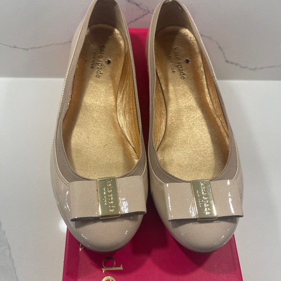 KATE SPADE Tock Bow Ballet Flats Cream/Pink Patent Leather US7.5 - Picture 7 of 8